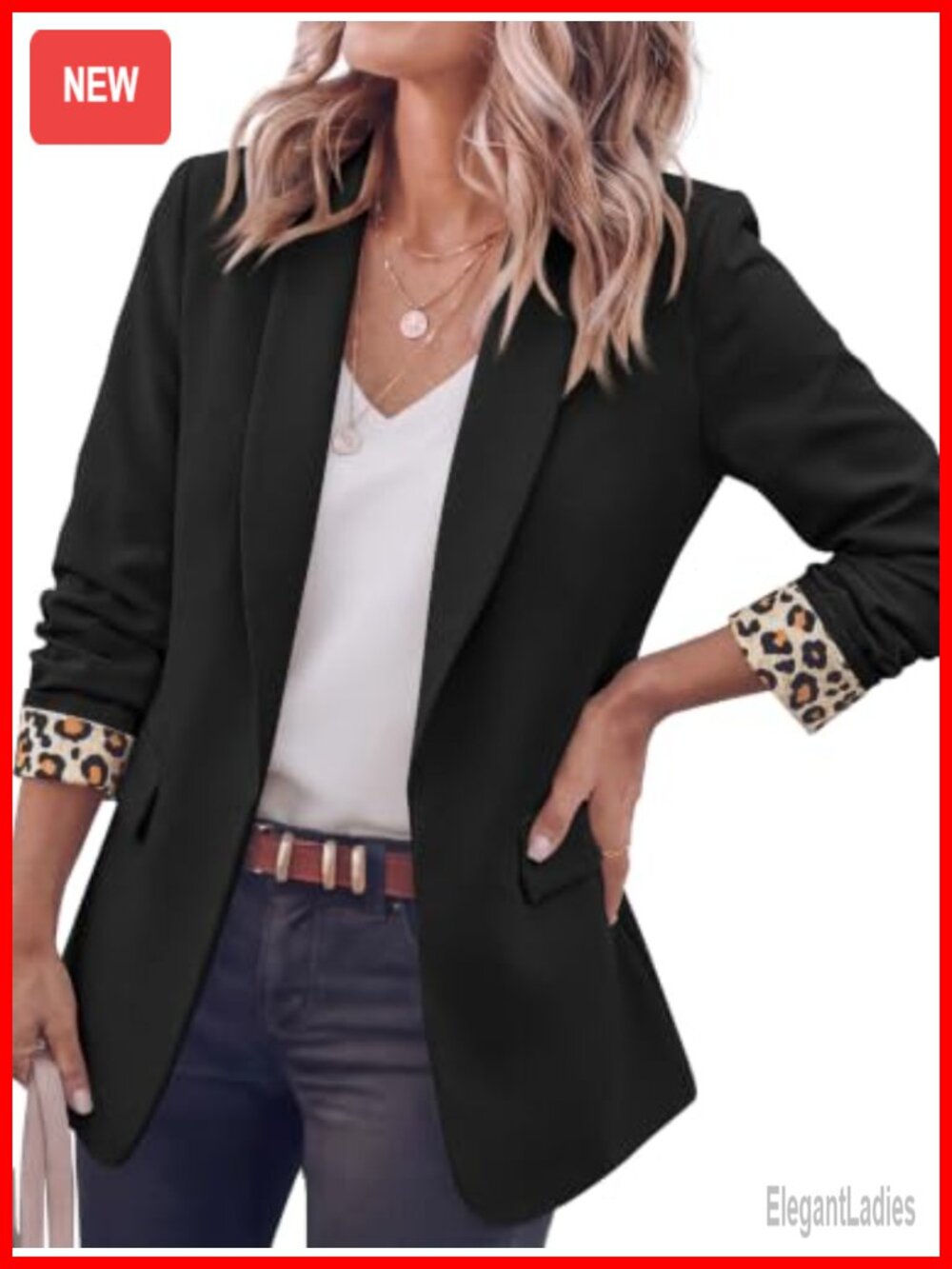 Women's Business Casual Open Front Blazer Long Sleeve Lapel Suit Jacket